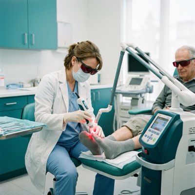 Advanced laser therapy being used for podiatric treatment at VitaStep in Escondido