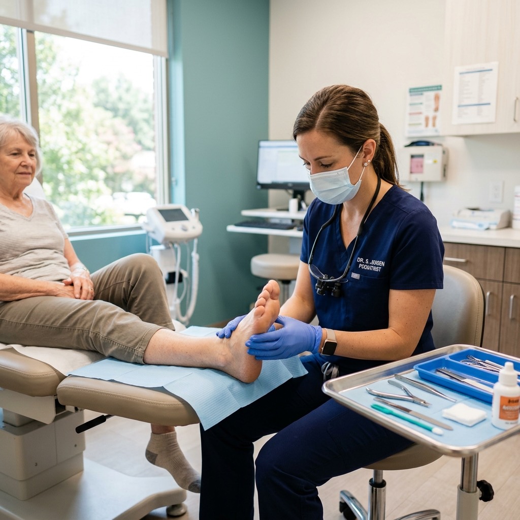 Podiatrist conducting a comprehensive preventive foot examination at VitaStep