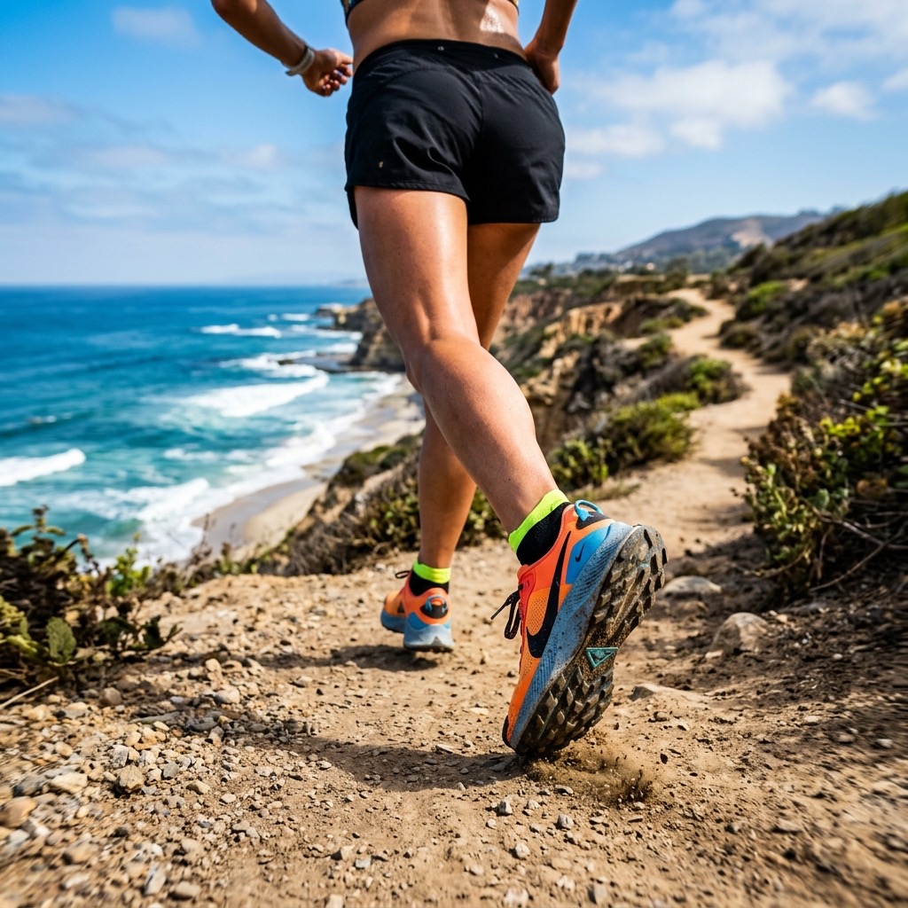 Runner on a coastal San Diego trail representing sports medicine and structural foot support